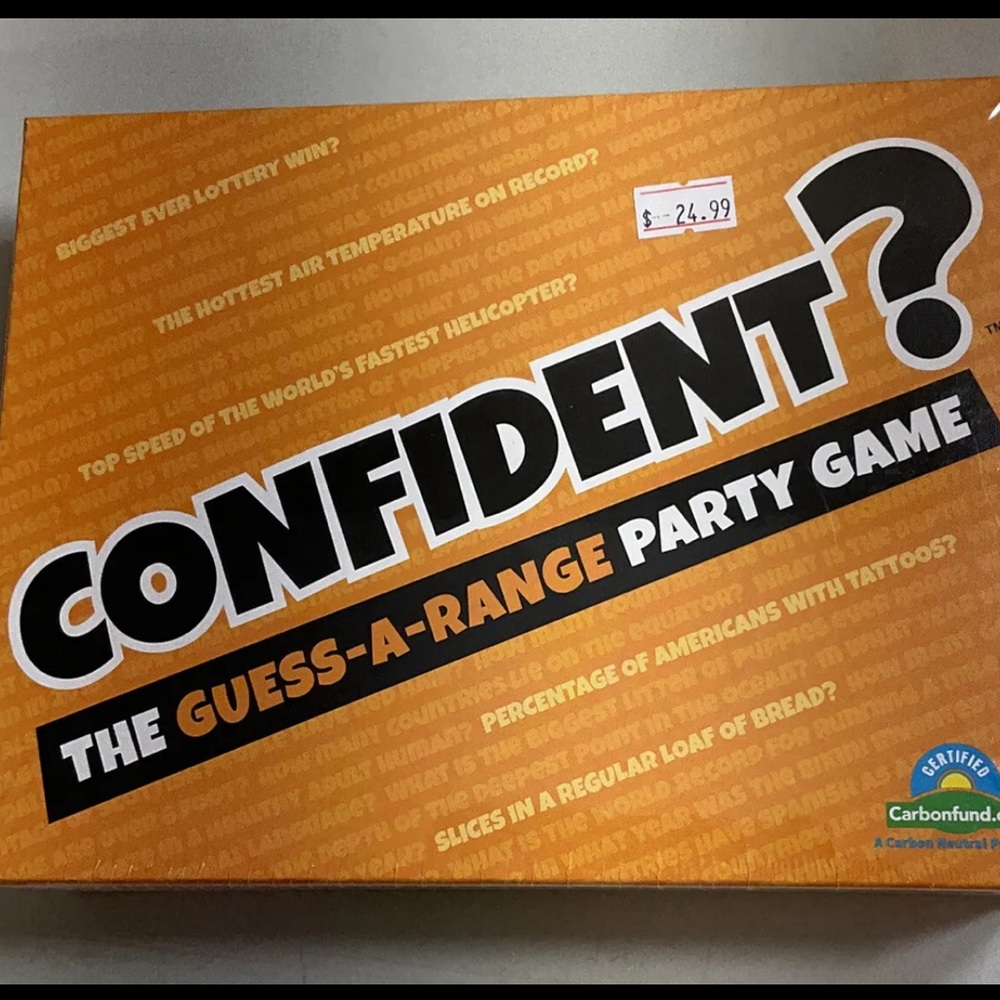 Confident? the Guess-A-Range Party Game Nigth Edition 2-30 Players Trivia New.